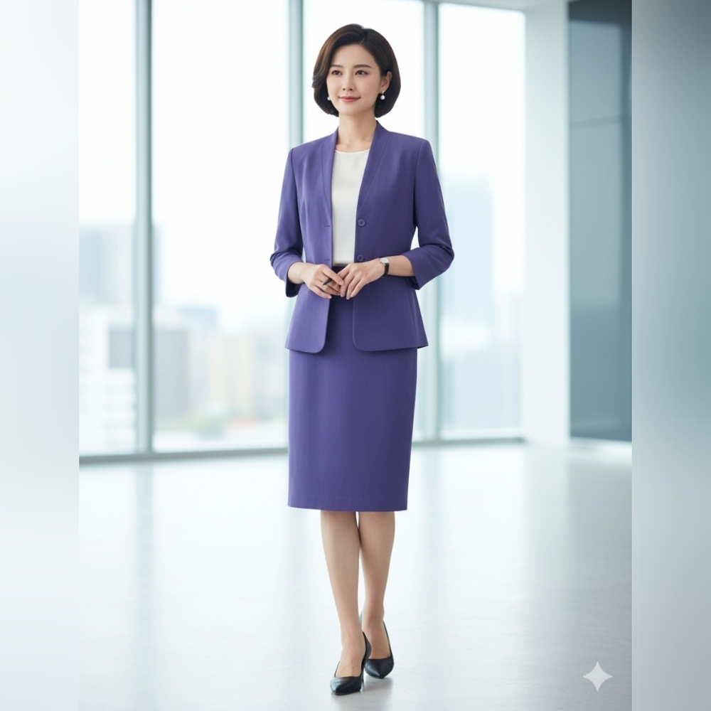 Travis Ayers Purple ish Blue Blazer & Skirt Set 14P‎ Silk